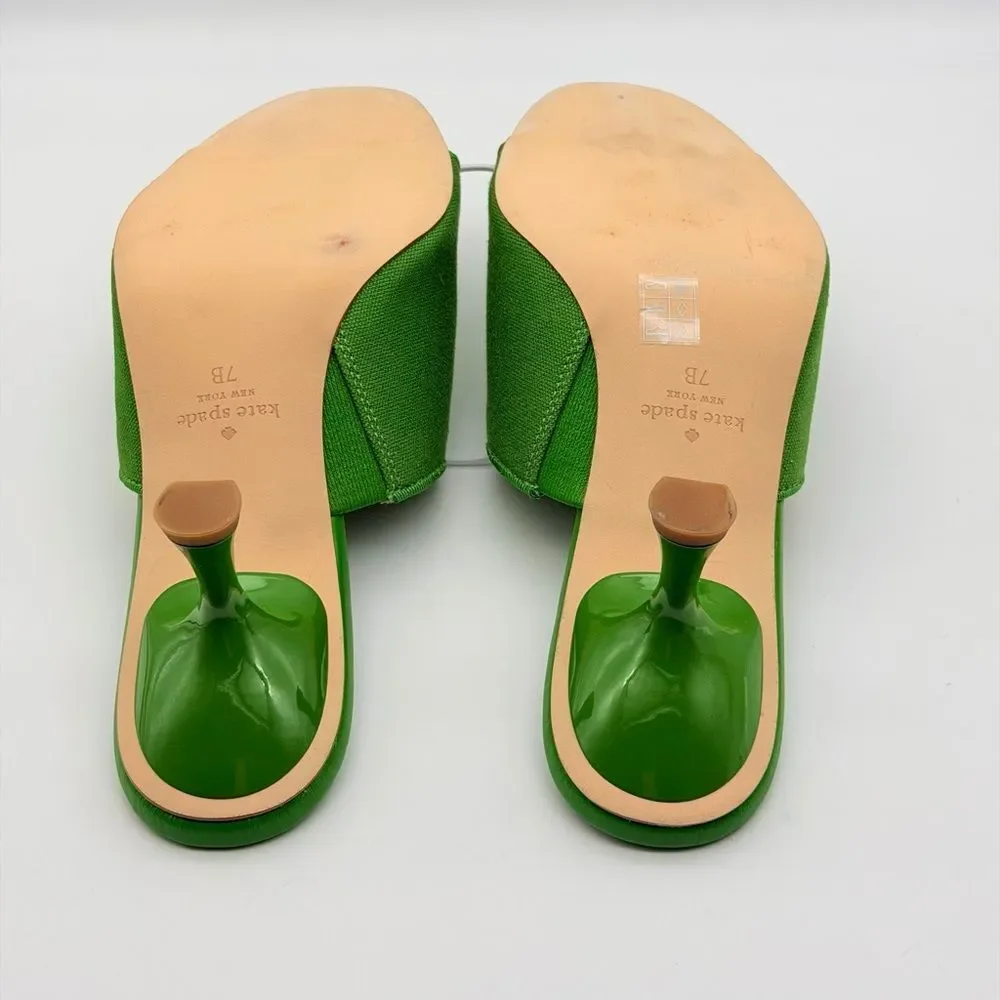 Kate Spade Marigold Kitten Heels Green Mules 7B NWOT